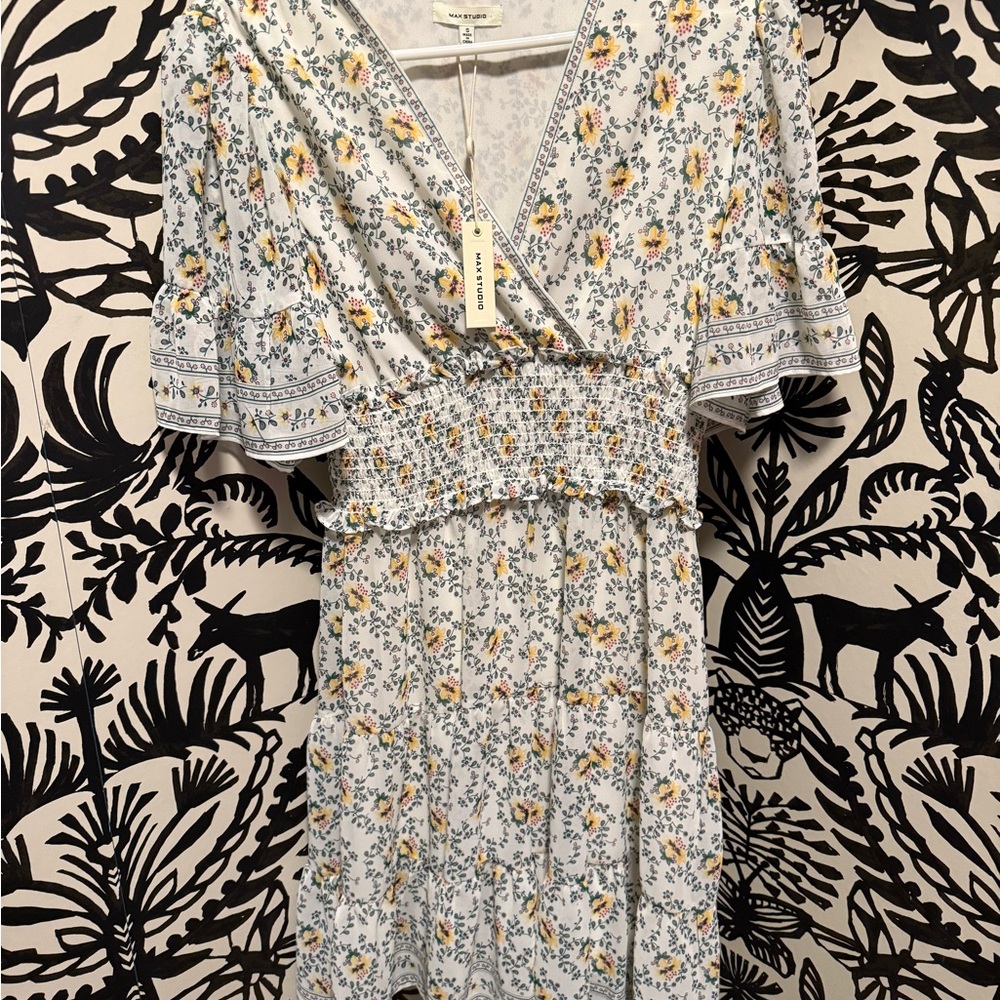 Max Studio Blue Floral Midi Dress